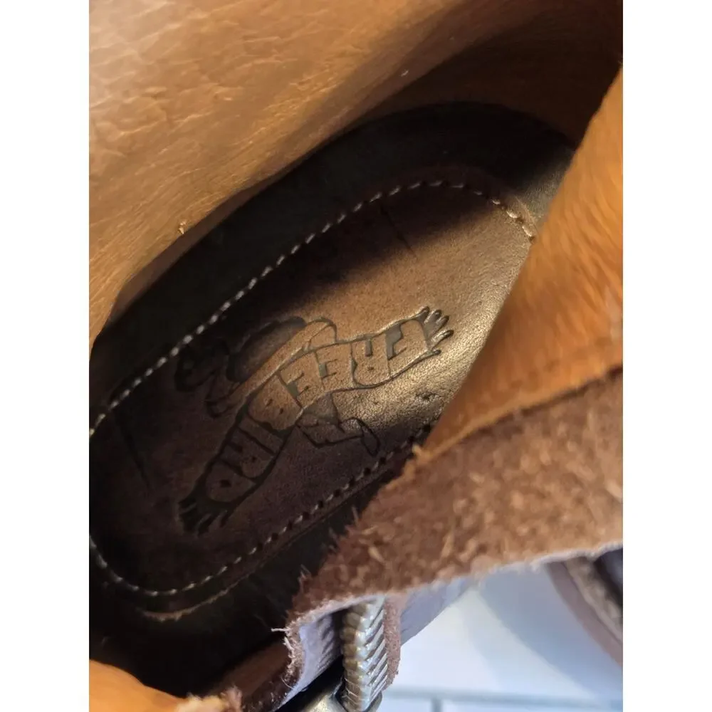 Freebird BARKER Mid-calf Brown Leather Boots, Buckle Details Side Zip, Boho | 9 - Picture 14 of 16